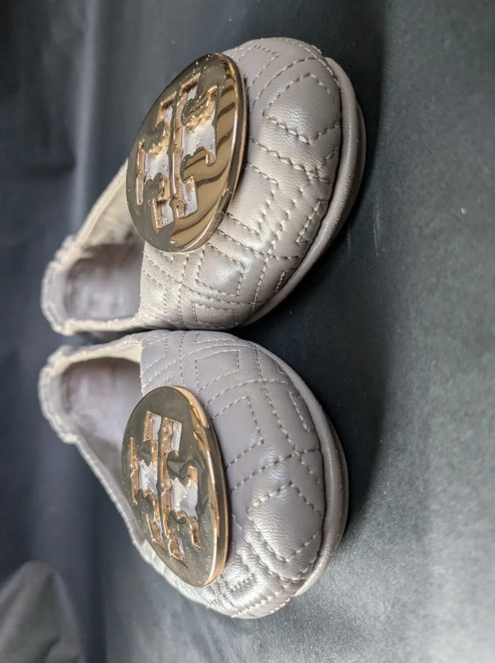 Tory Burch Quilted Minnie Flats Nappa Leather Goan Sand Women’s Size 7M